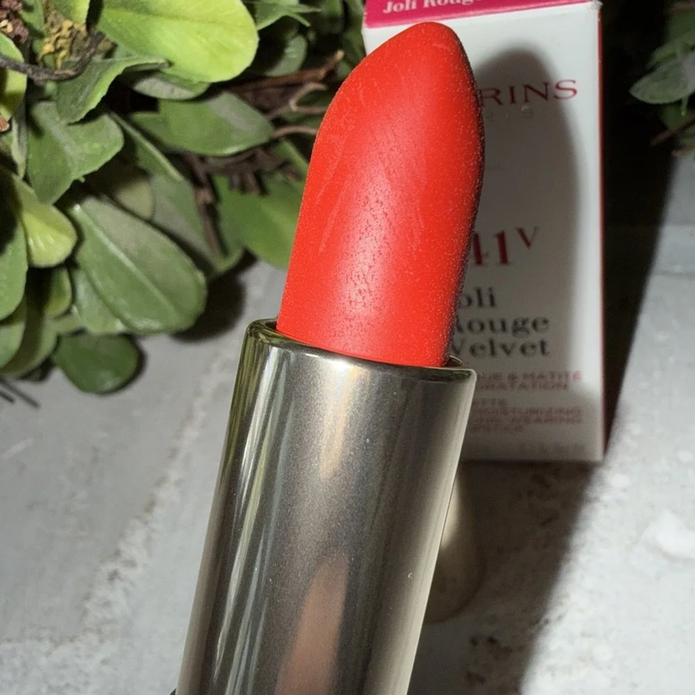Clarins Joli Rouge Velvet Lipstick 741V Red Orange Matte/Moisturizing/Long Wear‎